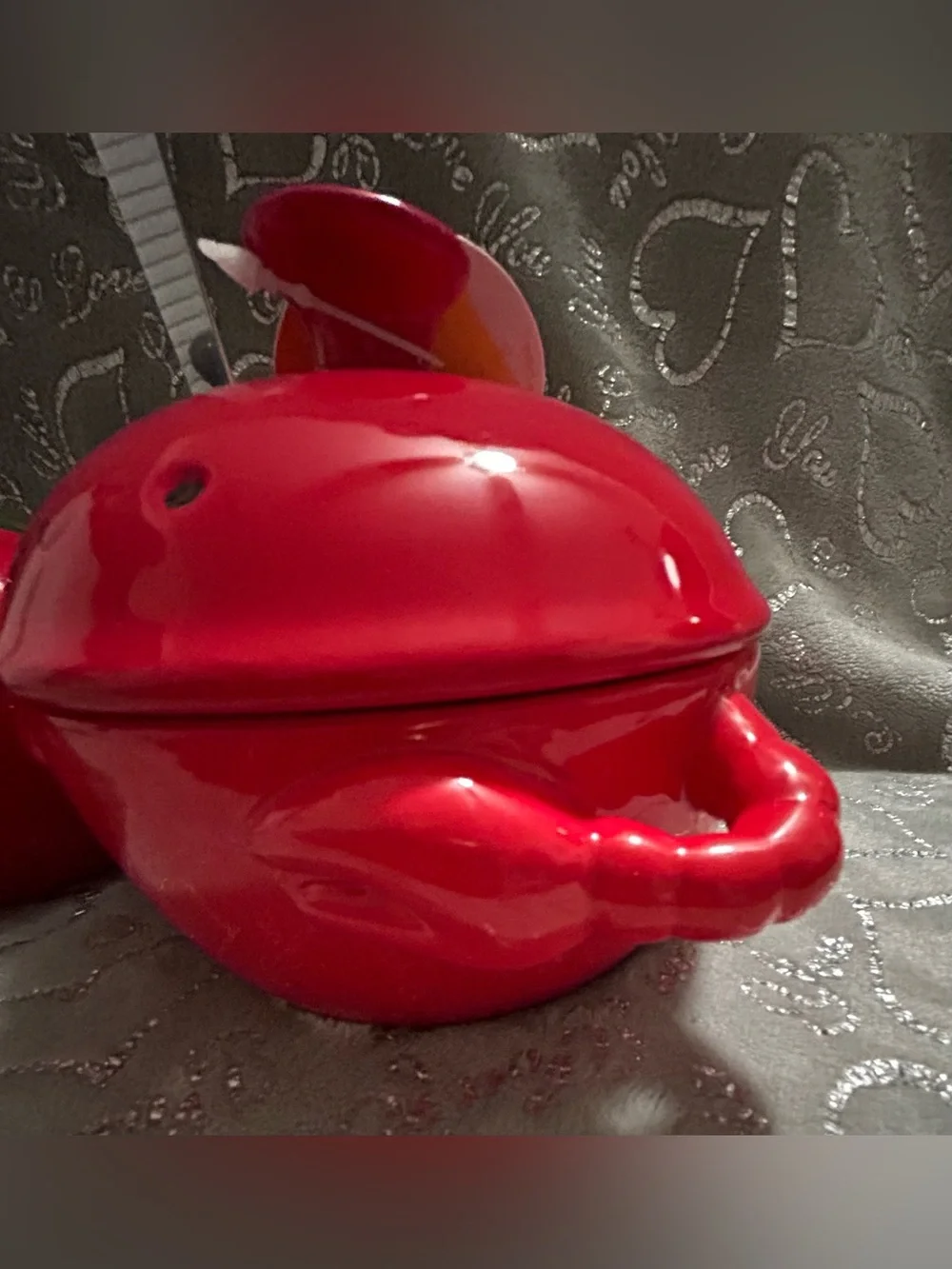 NWT Shades of Summer, Red Ceramic Tomato & Crab Serving Dish with Lid